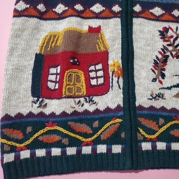 Vintage 1980s 80s Cottagecore Fall Forest Cottage Tree Leaves Gina Peters Vest - Picture 3 of 6